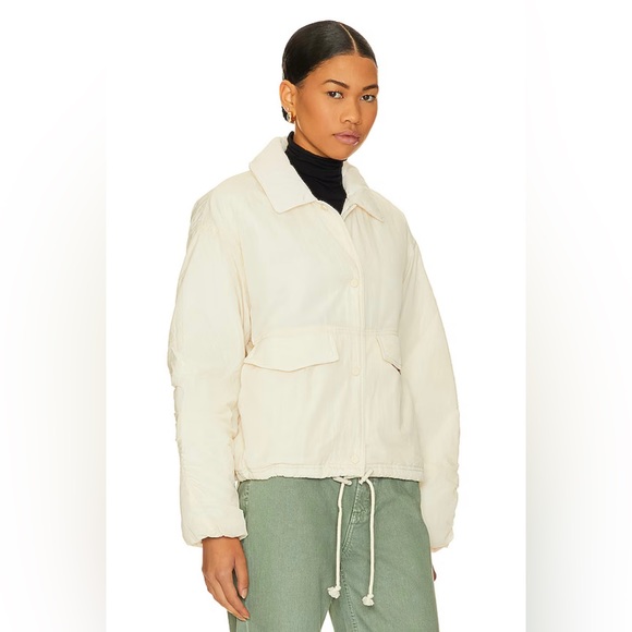 Free People Movement Off the Bleachers Coaches Jacket in Sea Salt Size Small NWT - Picture 6 of 12